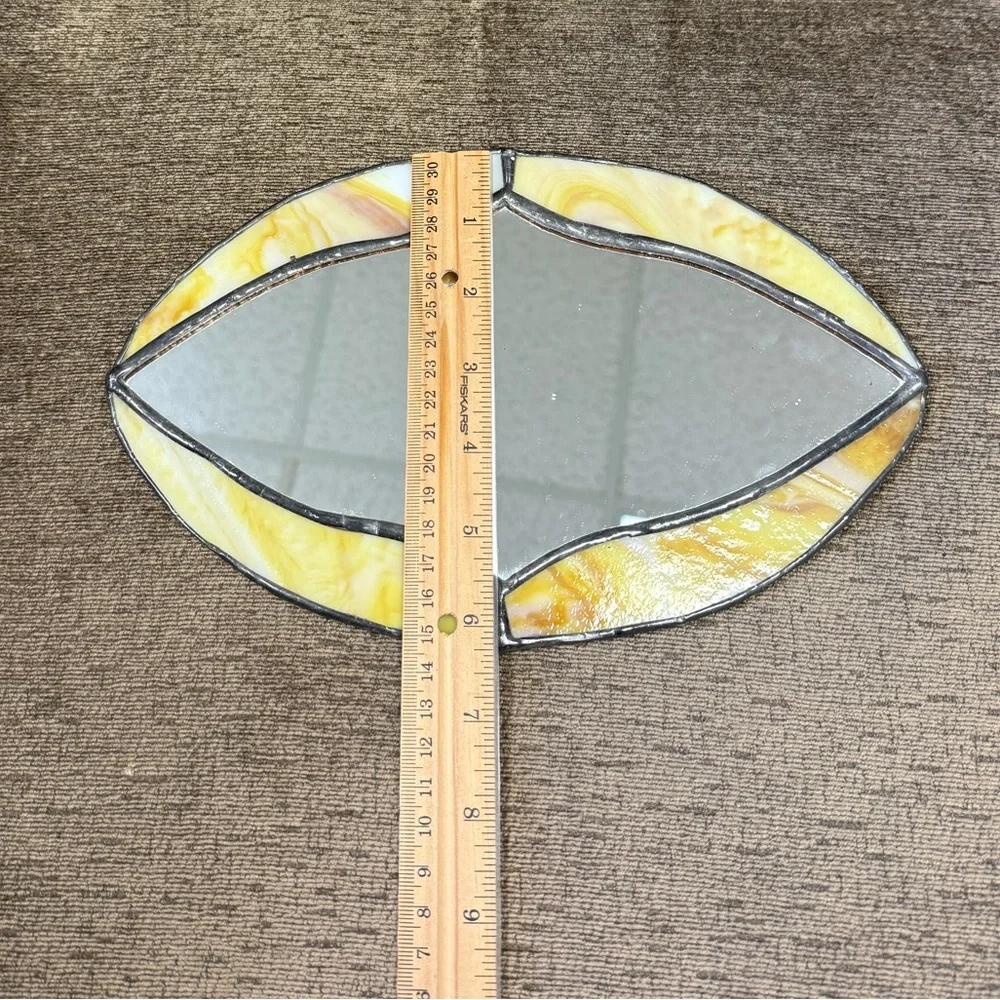 Vintage Yellow Stained Glass Accent Wall Mirror